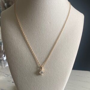 Dainty Gold Necklace with CZ Diamond Pendant